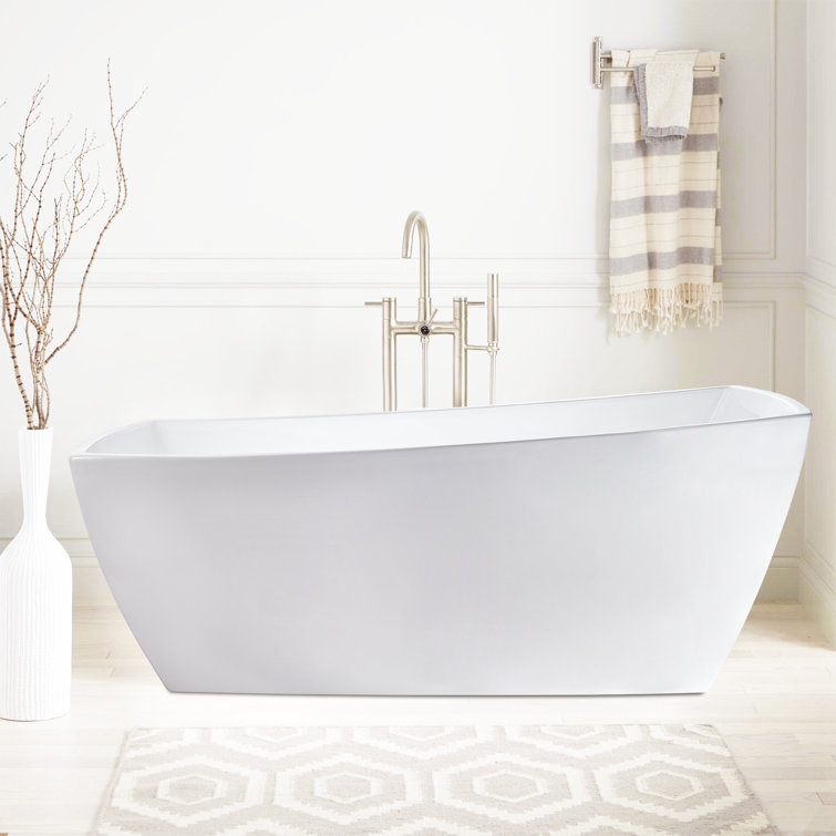 Vanity Art 67" White Acrylic Freestanding Soaking Bathtub