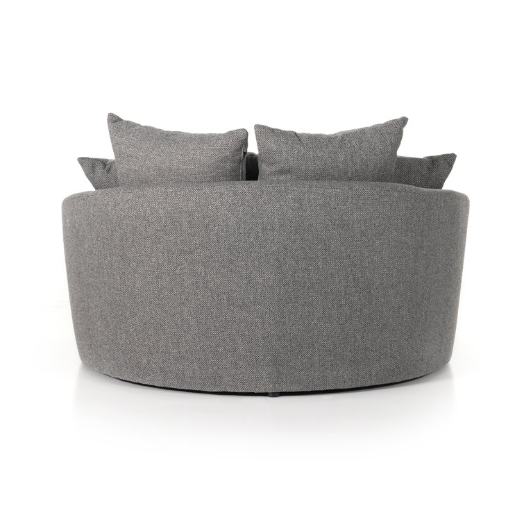 Charcoal Fallon Handcrafted Wood Media Lounger with Cushioned Comfort