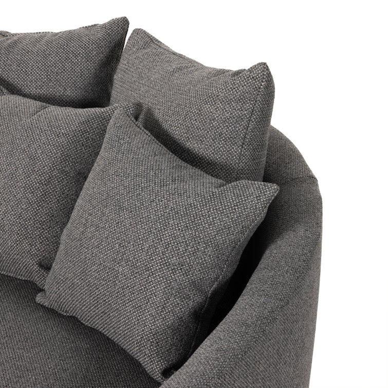 Charcoal Fallon Handcrafted Wood Media Lounger with Cushioned Comfort