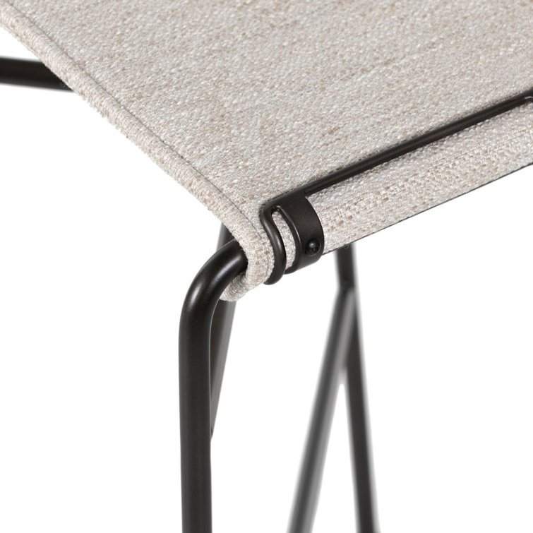 Distressed Black Metal and Leather Bar Stool