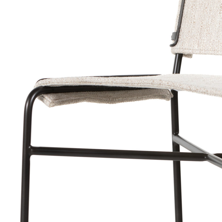 Distressed Black Metal and Leather Bar Stool