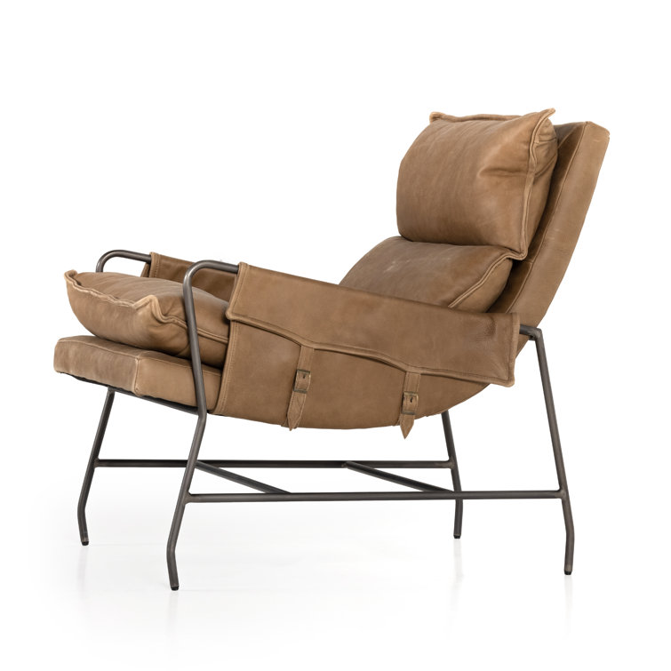 Palermo Drift Top Grain Leather Accent Chair in Brown