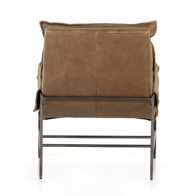 Palermo Drift Top Grain Leather Accent Chair in Brown