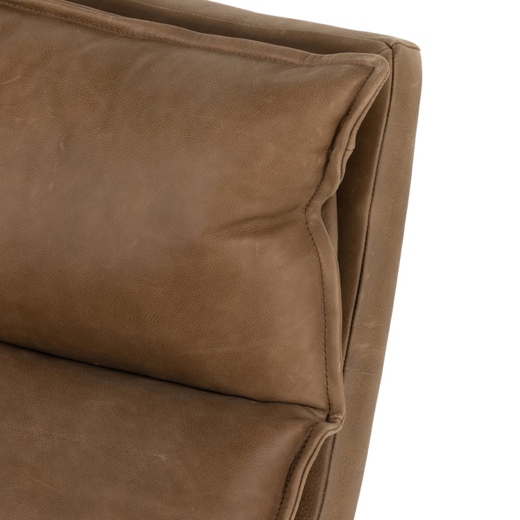 Palermo Drift Top Grain Leather Accent Chair in Brown