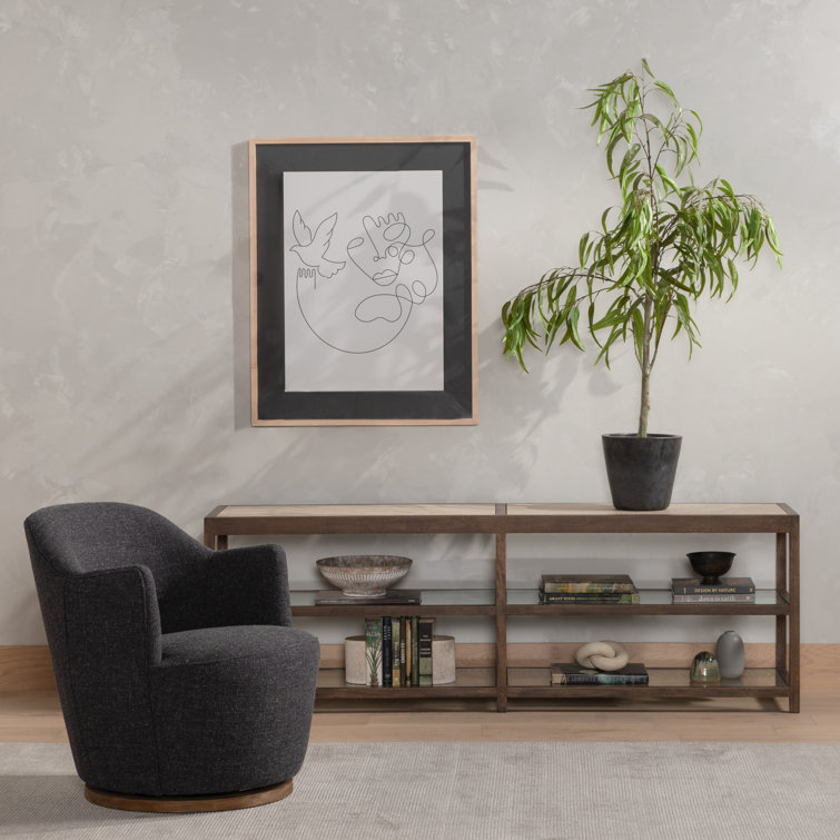 Aurora Gold Swivel Barrel Chair with Parawood Base