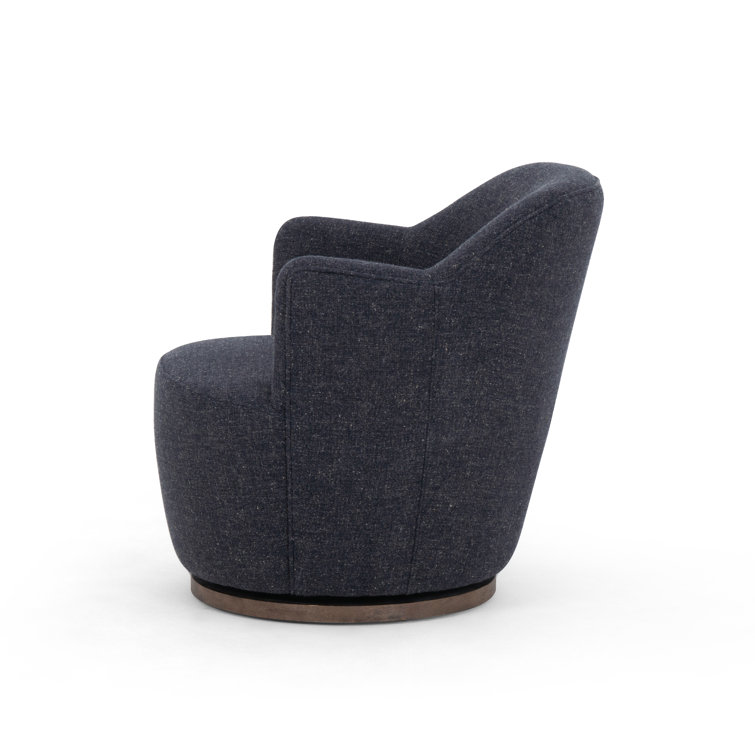 Thames Slate Swivel Armchair with Distressed Wood Base