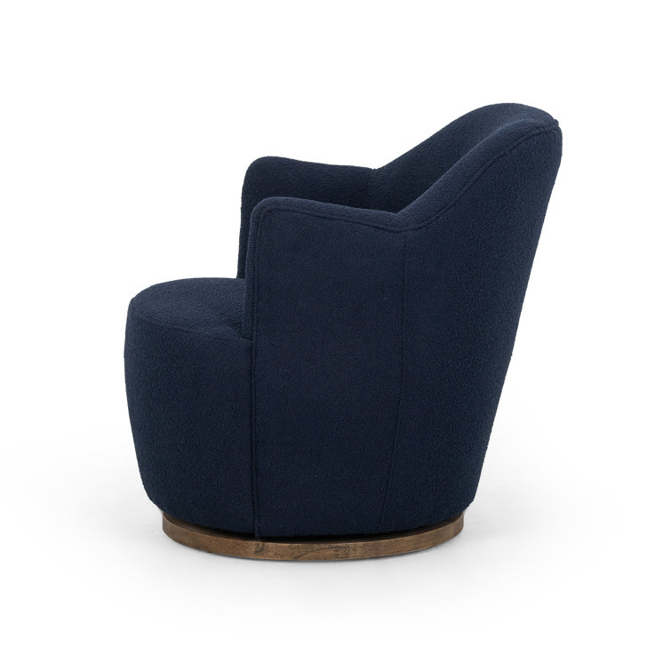 Copenhagen Indigo Leather Swivel Chair with Sustainably Sourced Base