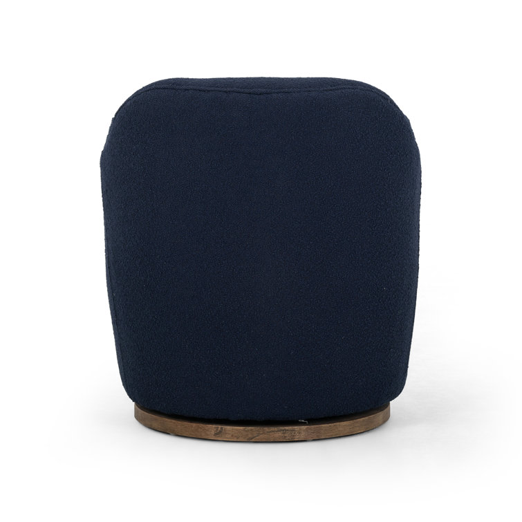 Copenhagen Indigo Leather Swivel Chair with Sustainably Sourced Base