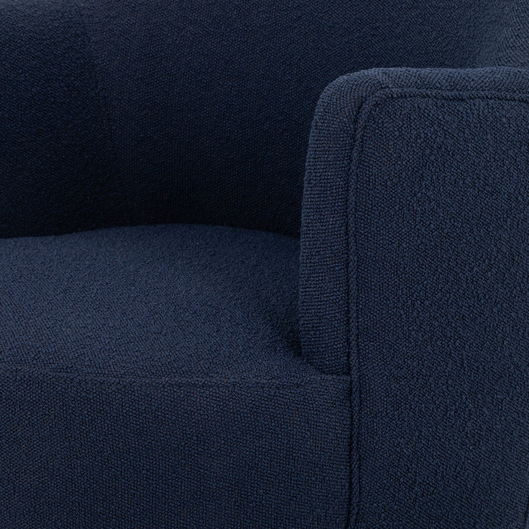 Copenhagen Indigo Leather Swivel Chair with Sustainably Sourced Base