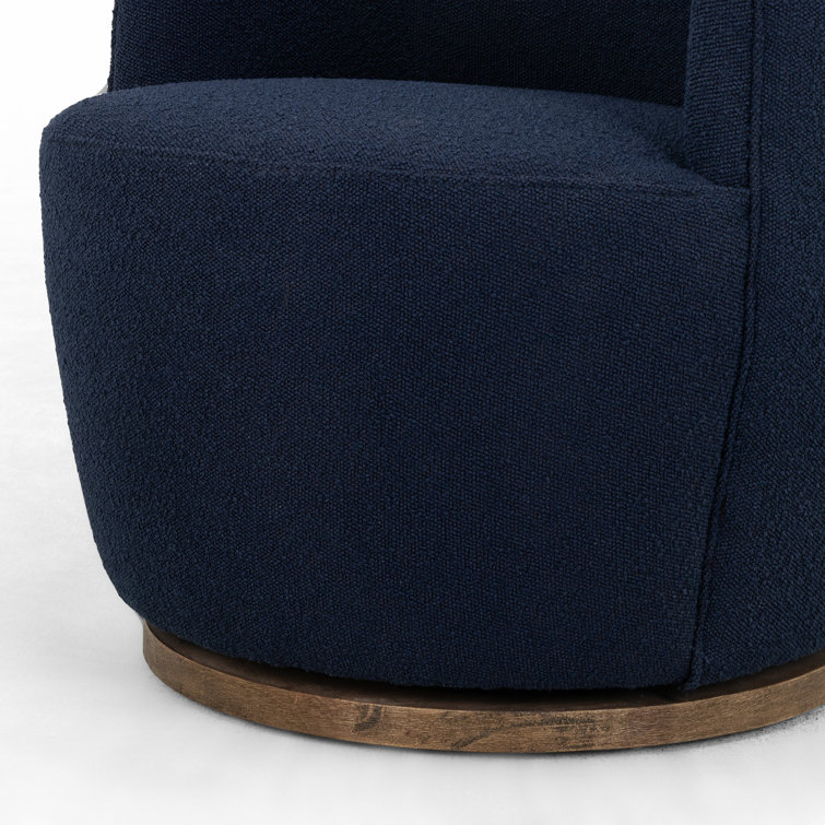 Copenhagen Indigo Leather Swivel Chair with Sustainably Sourced Base