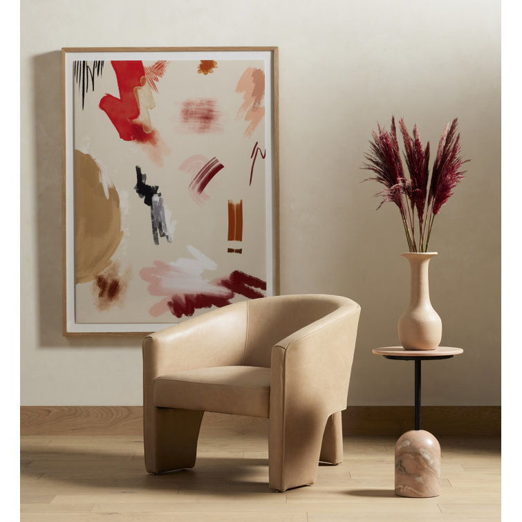 Palermo Nude Handcrafted Leather & Wood Barrel Chair