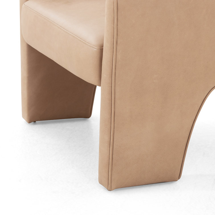 Palermo Nude Handcrafted Leather & Wood Barrel Chair