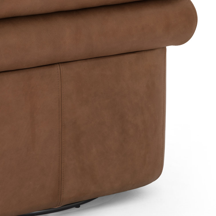 Palermo Cognac Leather Barrel Swivel Chair in Brown