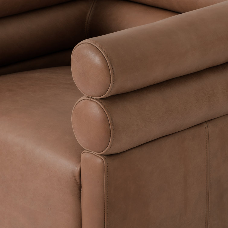Palermo Cognac Leather Barrel Swivel Chair in Brown