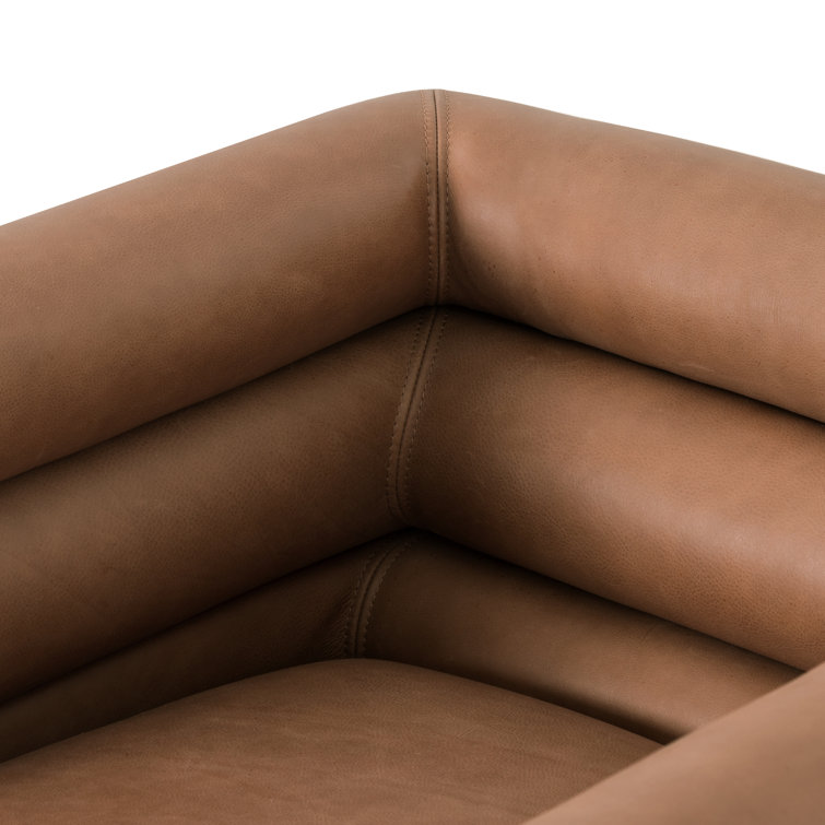 Palermo Cognac Leather Barrel Swivel Chair in Brown