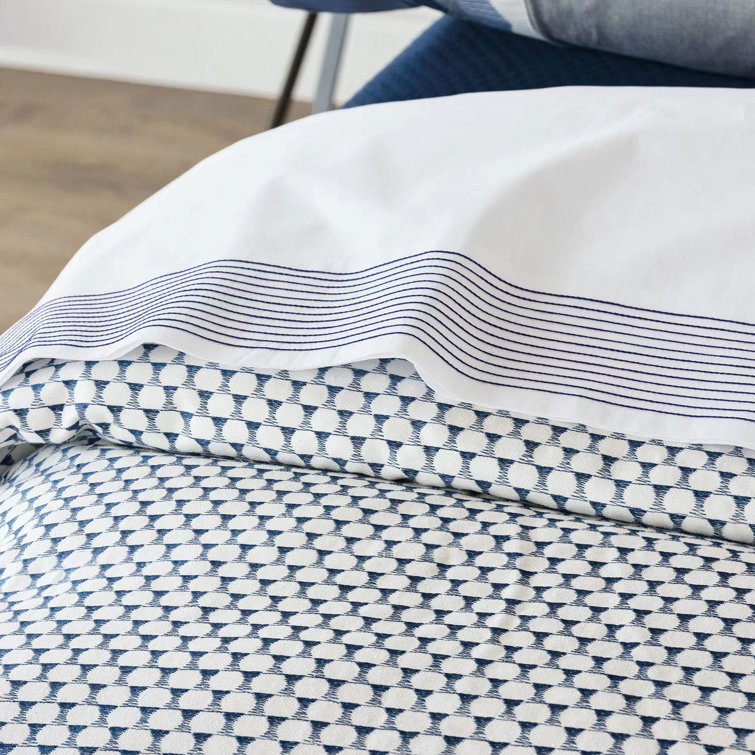 Halprin Super Queen Blue and White Cotton Duvet Cover Set