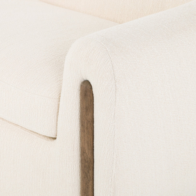 Kerbey Ivory Velvet Rolled Arm Plush Sofa