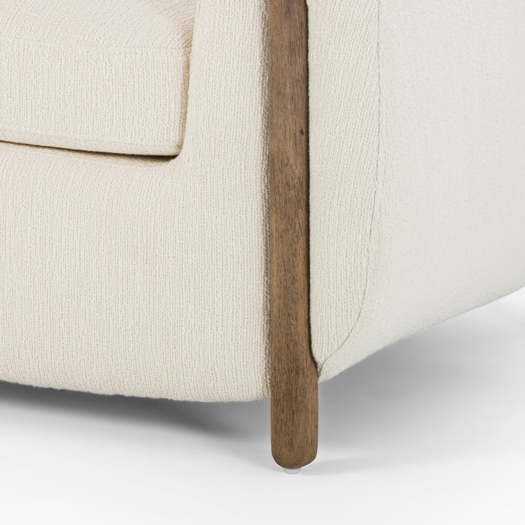 Kerbey Ivory Velvet Rolled Arm Plush Sofa