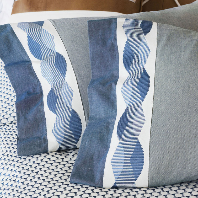 Halprin Super Queen Blue and White Cotton Duvet Cover Set