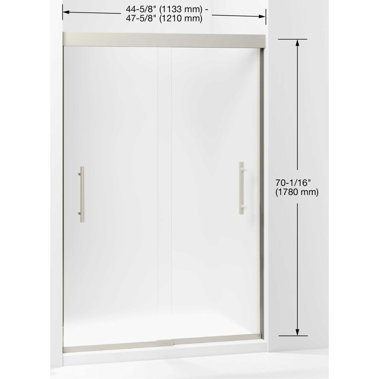 Finesse Matte Black Frameless Sliding Shower Door with Clear Glass