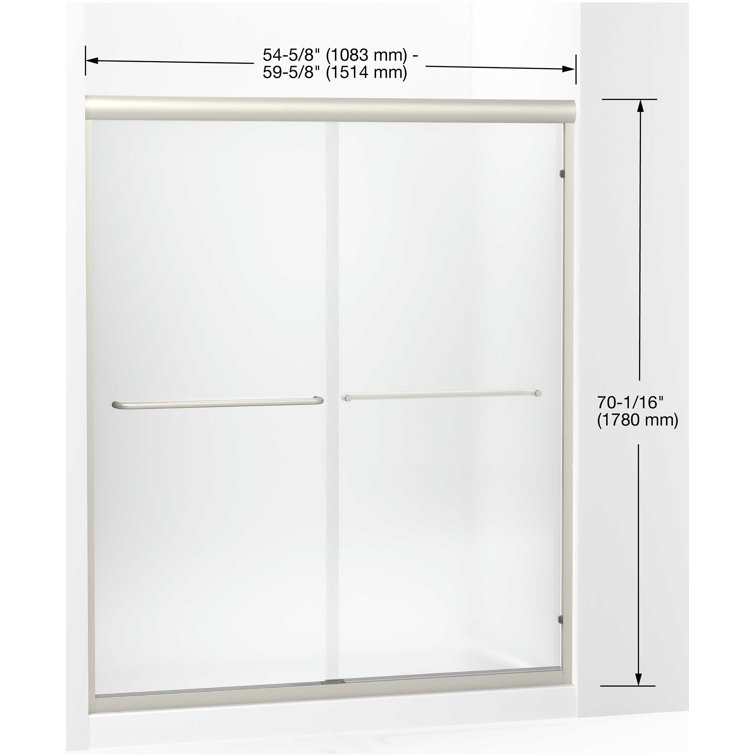 Matte Black Double Sliding Frameless Shower Door with Clear Glass