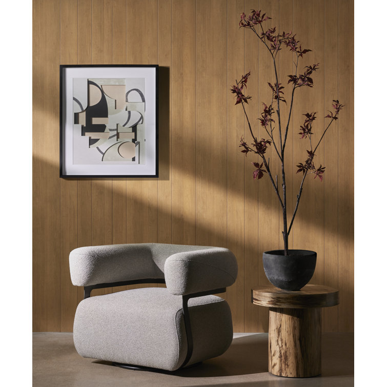 Surrey Fossil Leather Swivel Barrel Chair with Metal Base