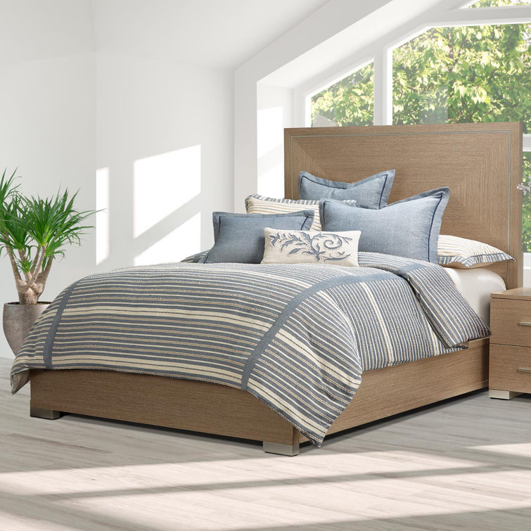 Denim Blue Cotton King Duvet Set with Decorative Pillows