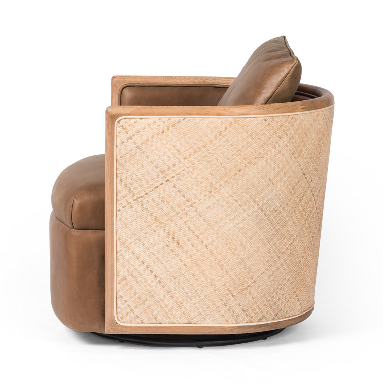 Newbury Brown Leather Swivel Barrel Armchair