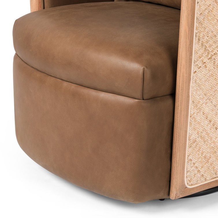 Newbury Brown Leather Swivel Barrel Armchair