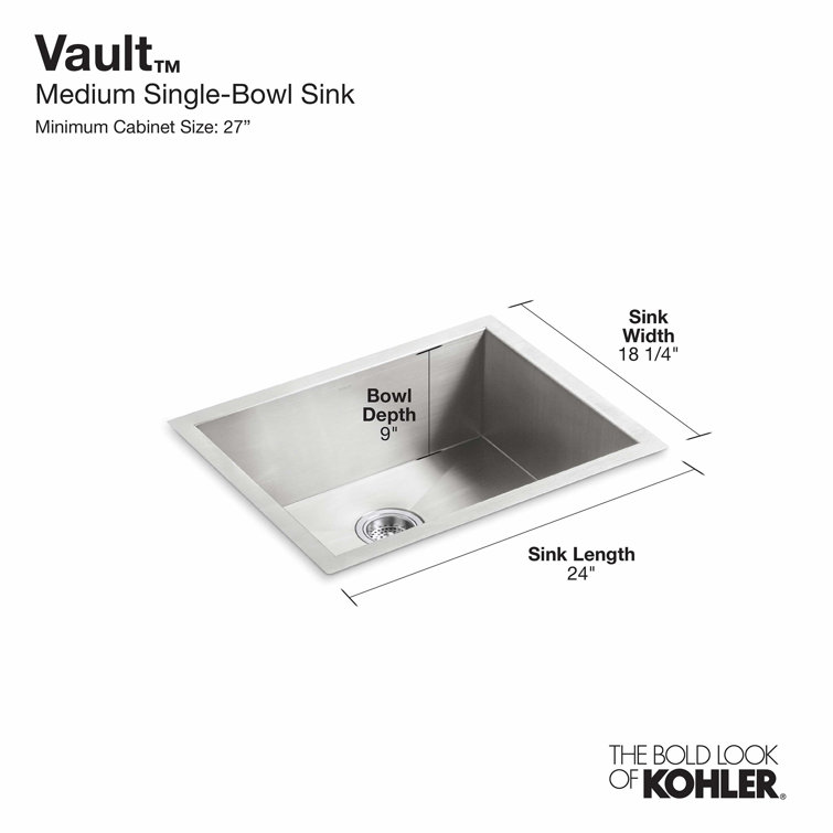 24" Stainless Steel Single Bowl Undermount Kitchen Sink