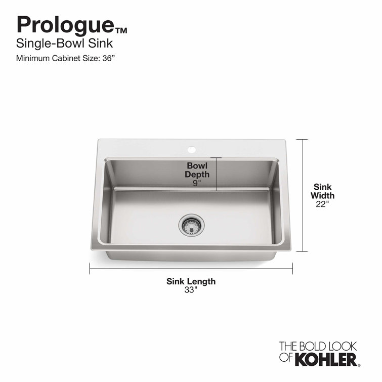 Prologue 36" Stainless Steel Single Bowl Drop-in Kitchen Sink