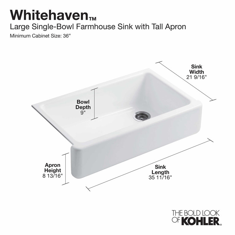 White 36" Cast Iron Farmhouse Kitchen Sink