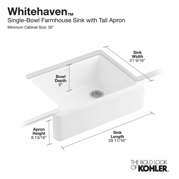 White 30-Inch Cast Iron Farmhouse Single Bowl Kitchen Sink