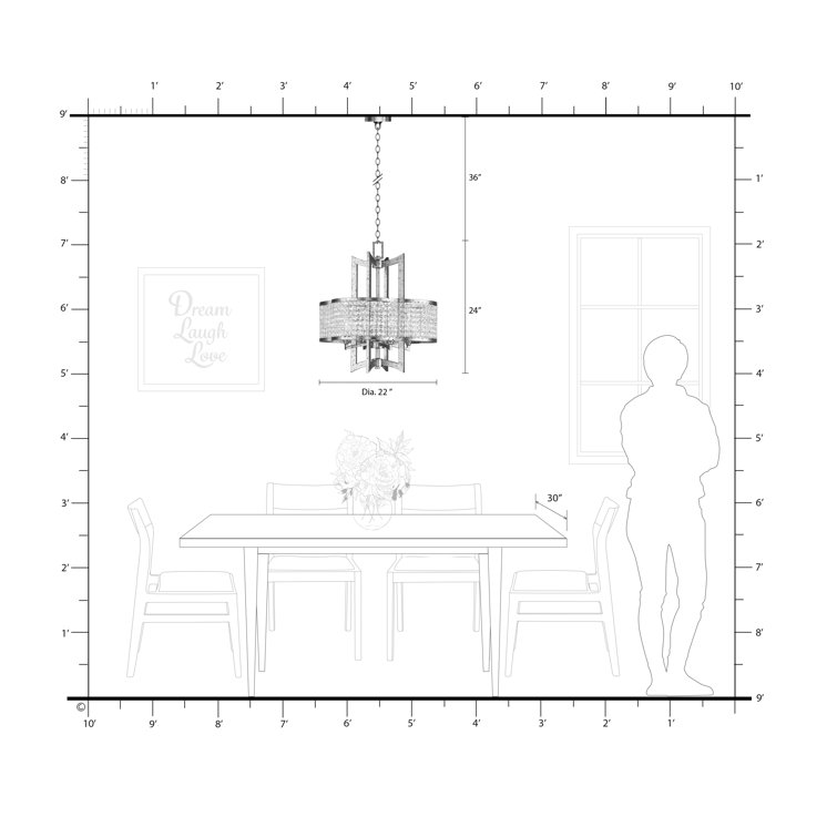 Winter Gold Crystal 4-Light Geometric Chandelier