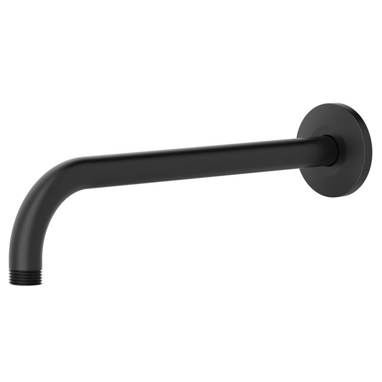Matte Black Wall Mount Shower Arm with Round Escutcheon