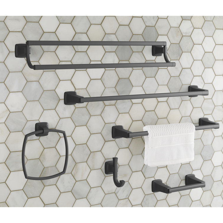 Townsend Matte Black 24-Inch Double Wall Mounted Towel Bar