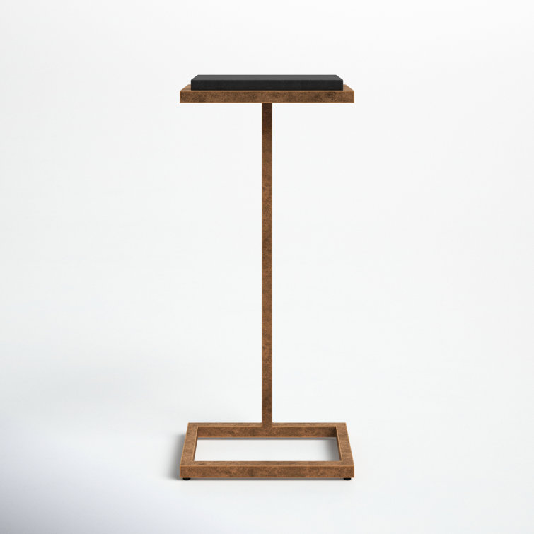 Richwood Black Stone Top 10"x23" Metal Frame Accent Table