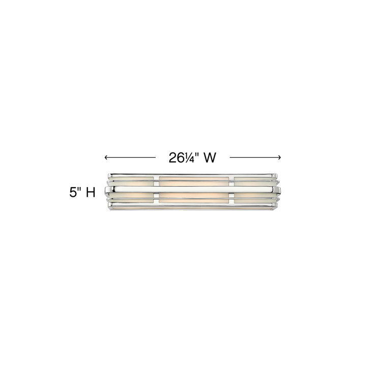 Winton 37.25" Chrome Vanity Light with White Etched Glass Panels