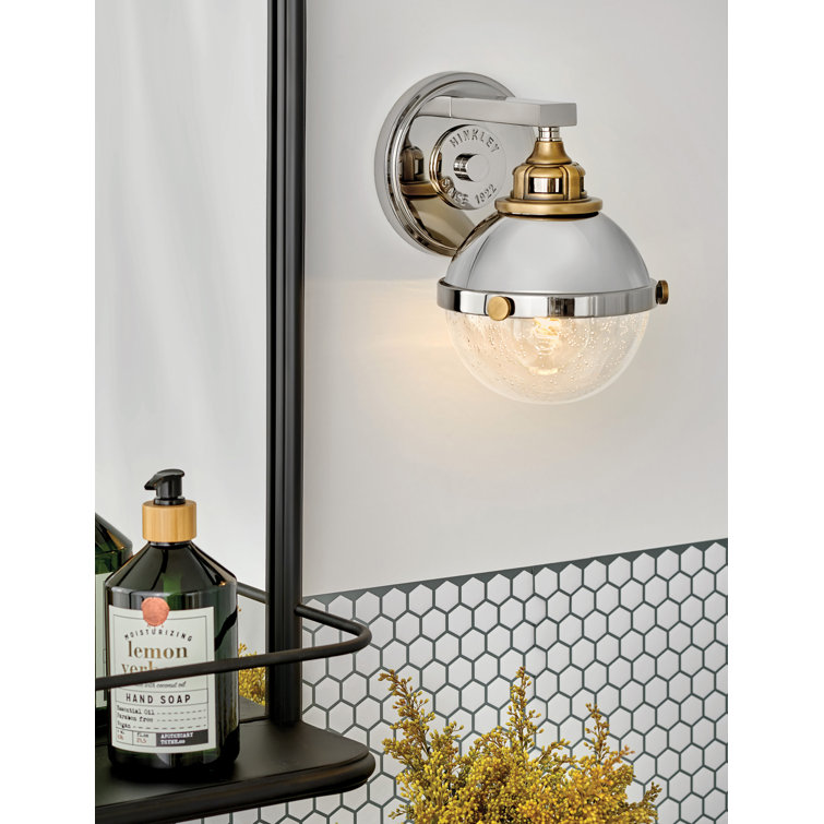 Elegant Polished Nickel Bath Vanity Light with Seedy Glass Shade