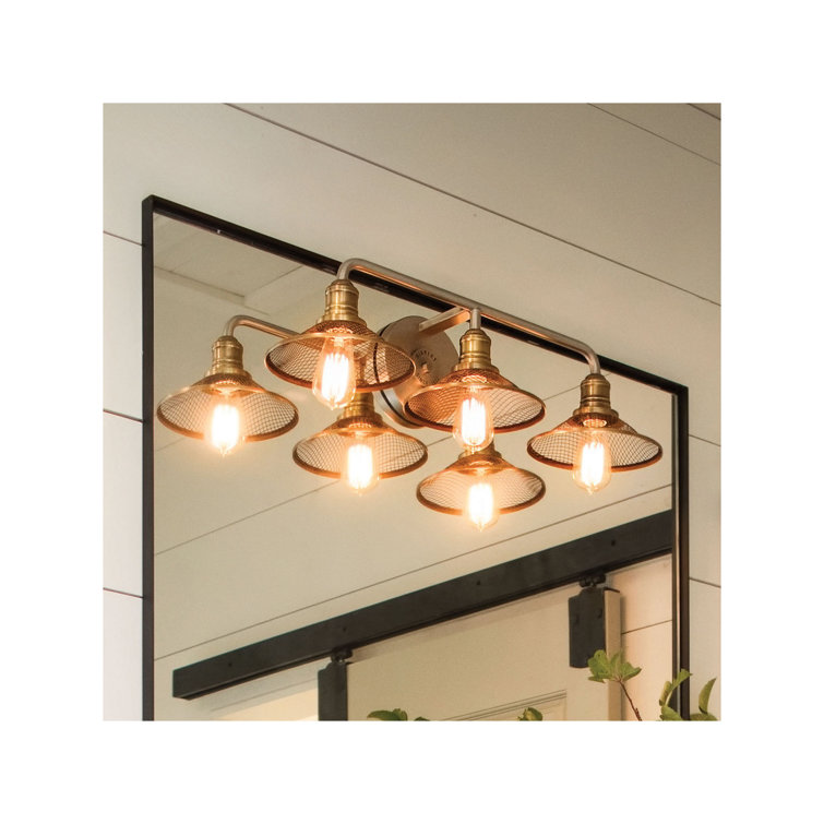 Rigby Industrial Antique Nickel 3-Light Dimmable Bath Vanity Fixture