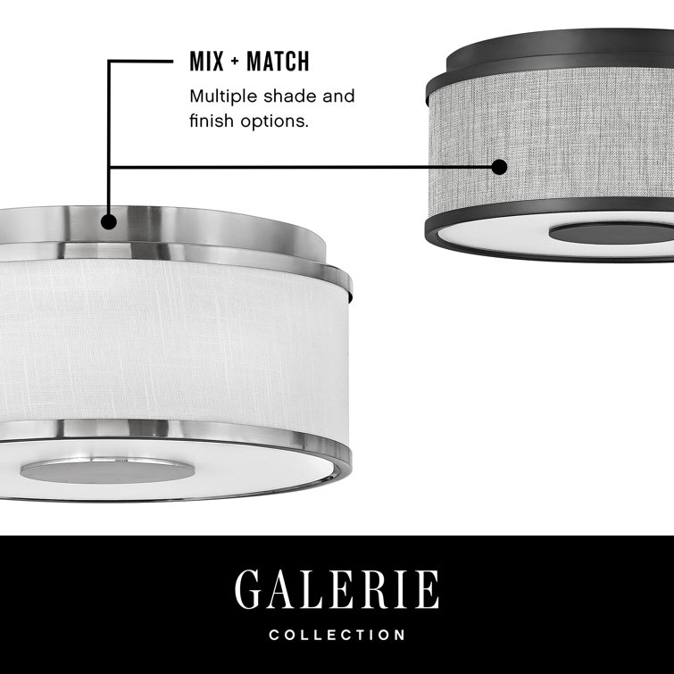 Transitional Black Brushed Nickel LED Drum Flush Mount Light