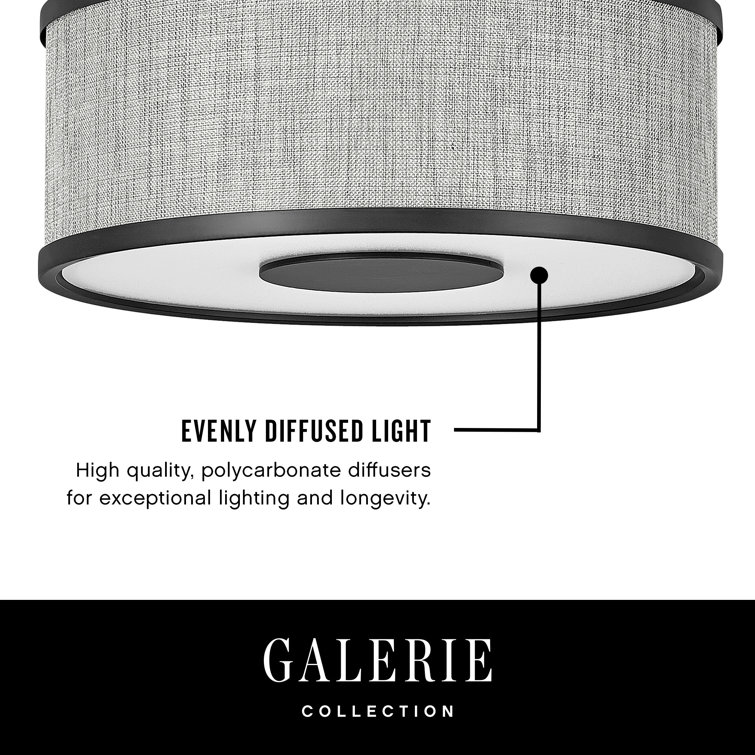 Transitional Black Brushed Nickel LED Drum Flush Mount Light