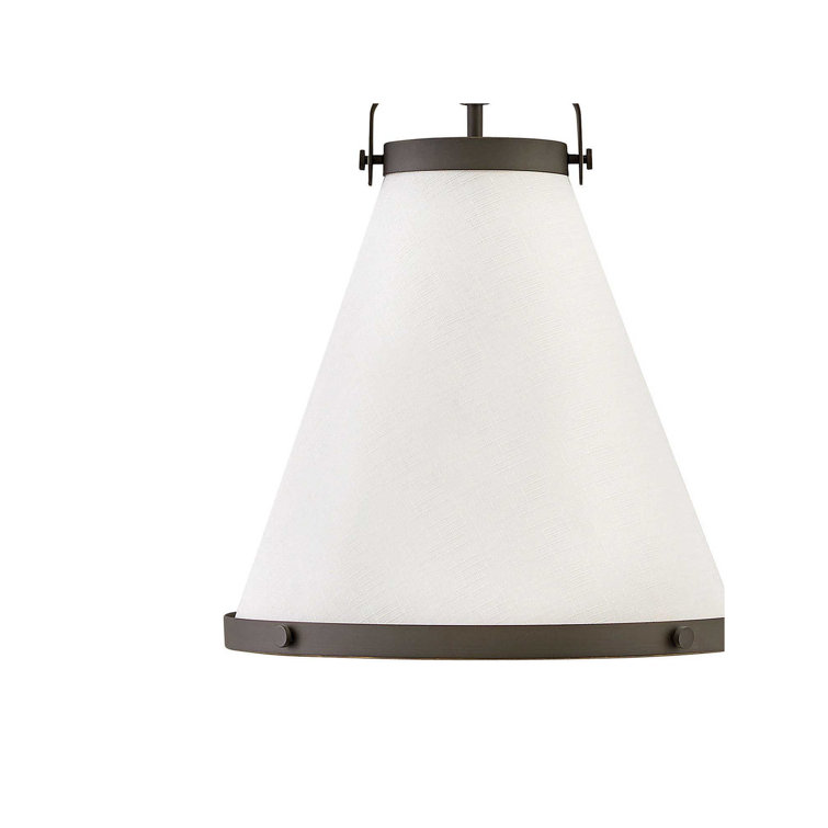 Lacquered Brass and Off-White Single Cone Pendant Light