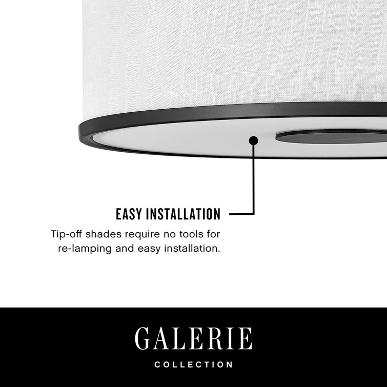 Transitional Black Brushed Nickel LED Drum Flush Mount Light