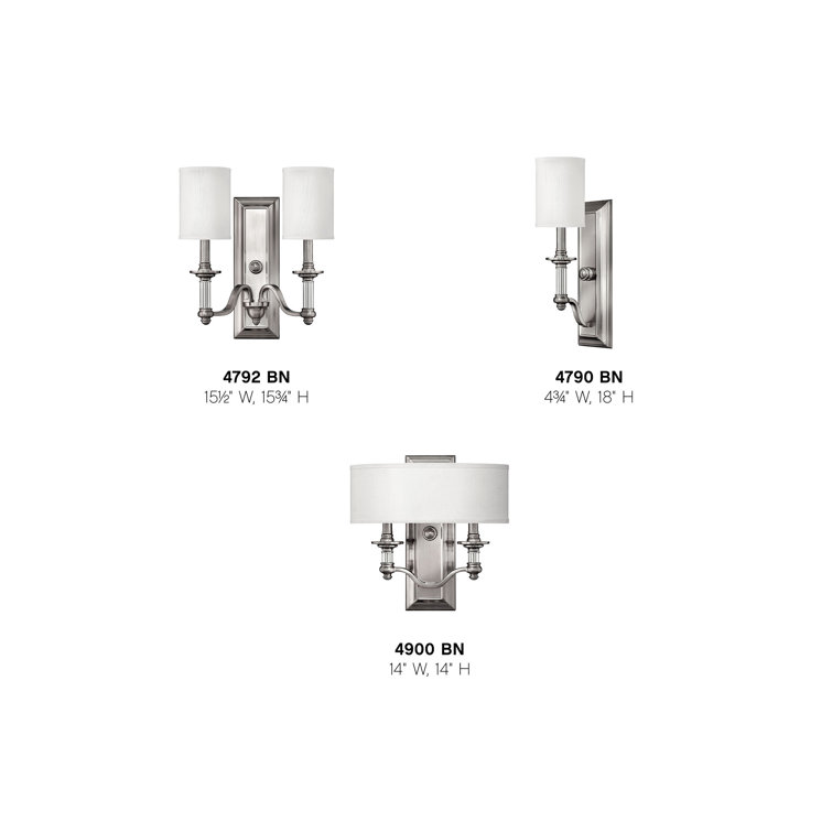 Elegant Dual-Light Brushed Nickel Sconce with White Fabric Shade