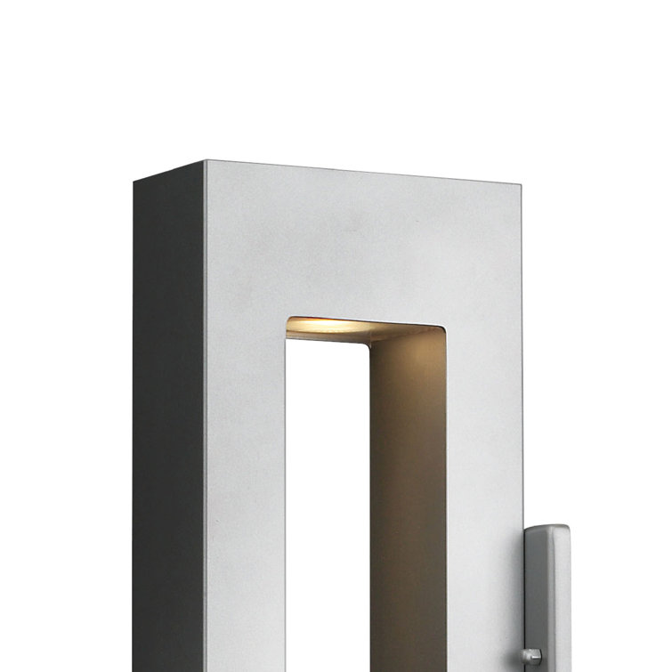 Sleek Titanium 16" LED Outdoor Wall Sconce with Etched Lens