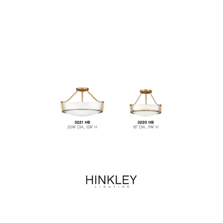 Heritage Brass Semi Flush Mount Ceiling Light with Etched Glass Shade