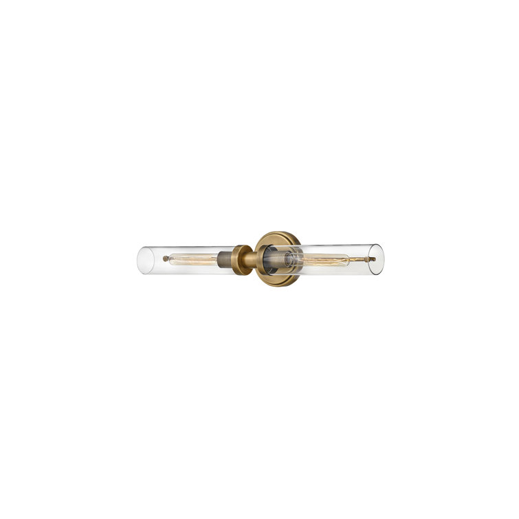 Vaughn Heritage Brass 2-Light Industrial Chic Bath Bar with Clear Glass