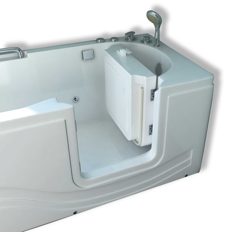 60'' x 30'' White Acrylic Walk-In Whirlpool Bathtub