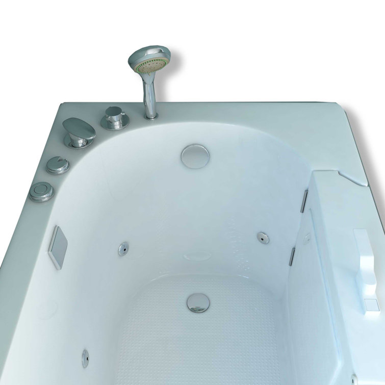 60'' x 30'' White Acrylic Walk-In Whirlpool Bathtub